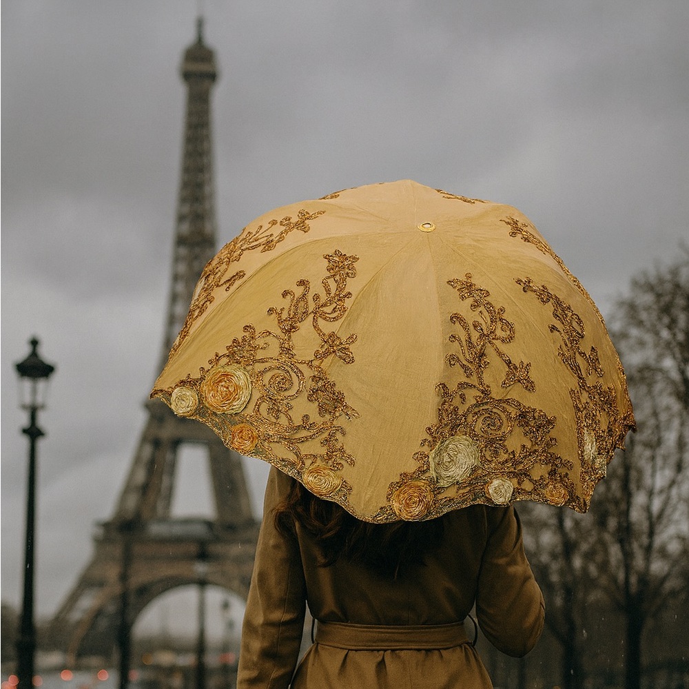 Embroidered Floral Parasol Umbrella-One of a Kind design
